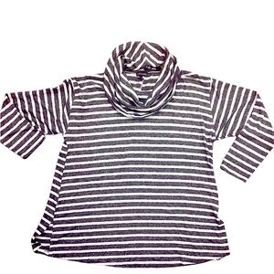 Lane Bryant Soft cowl neck striped gray and white sweater 18/20